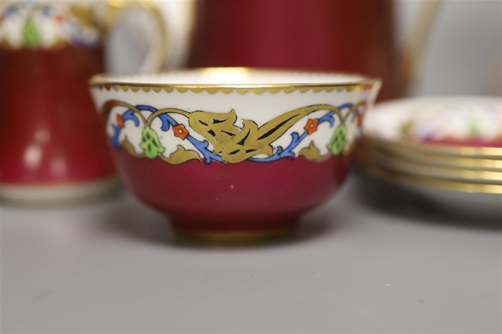 A Royal Albert coffee service and a pair of cut glass decanters